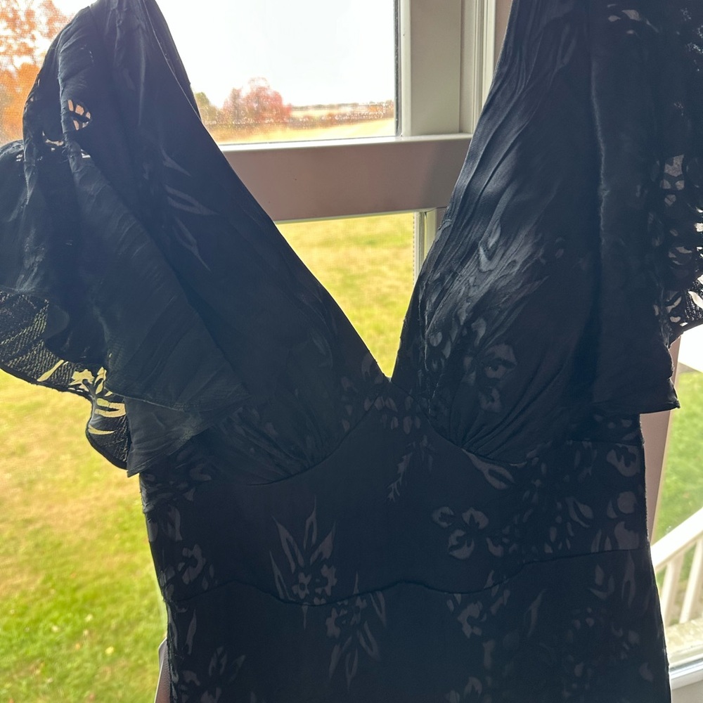 Azazie Vicky Black Burnout Slate Maxi Dress - Picture 7 of 10